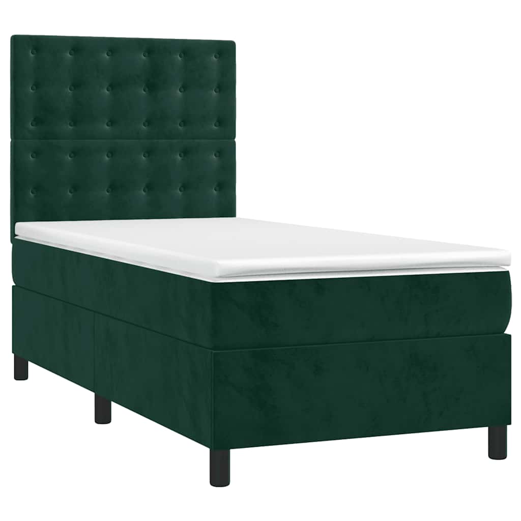 Sommier à lattes de lit matelas et LED Vert foncé 100x200 cm - XIOS