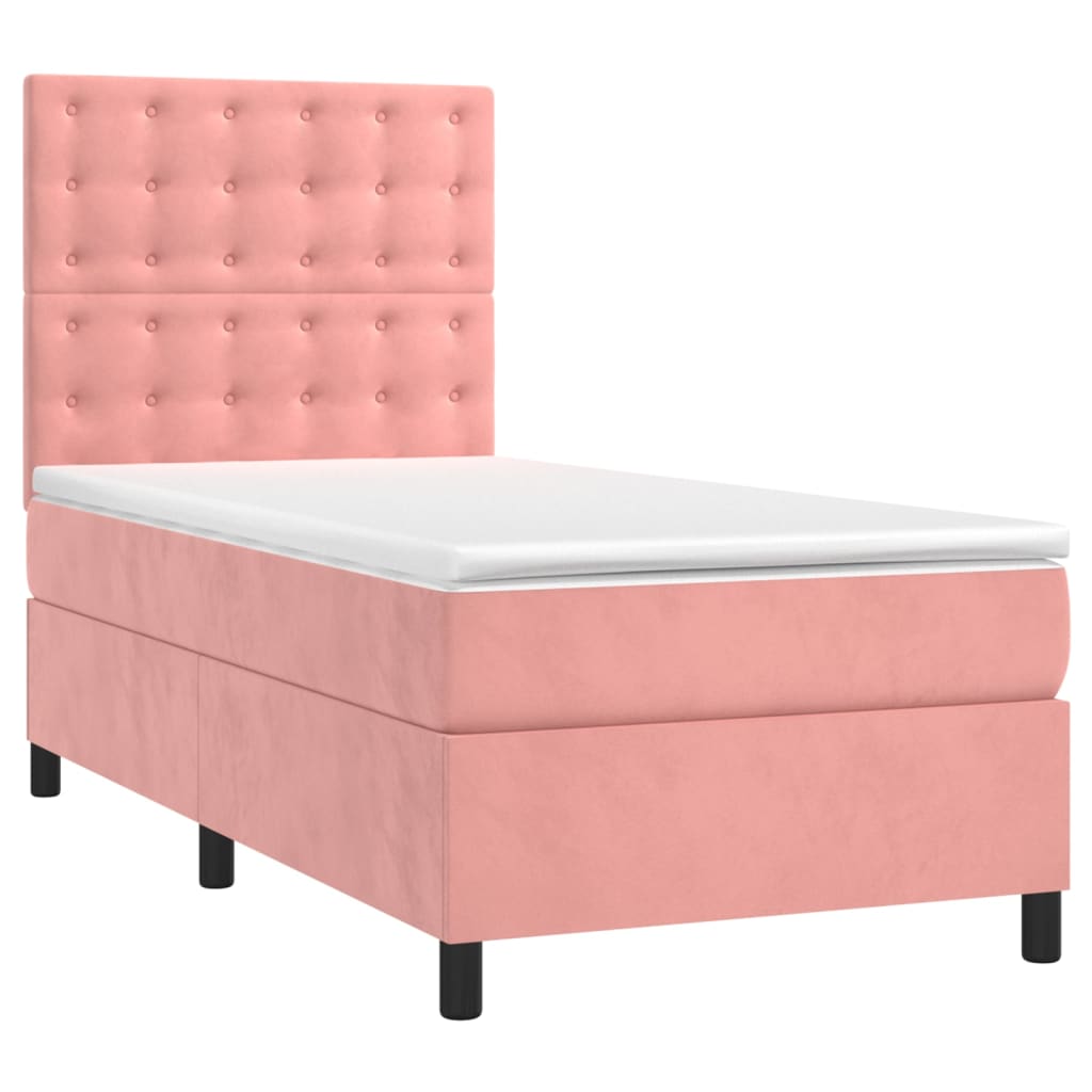Sommier à lattes de lit matelas et LED Rose 100x200 cm Velours - XIOS