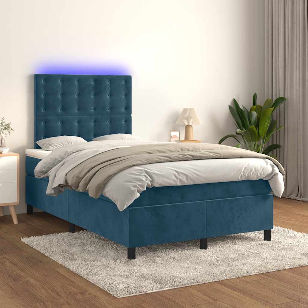 Sommier à lattes de lit matelas et LED Bleu foncé 120x200 cm - XIOS