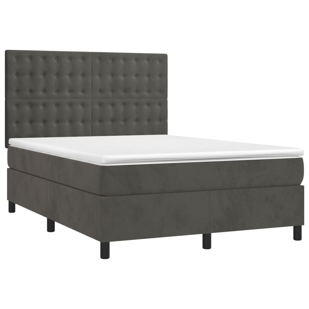 Sommier à lattes de lit matelas et LED Gris foncé 140x200 cm - XIOS
