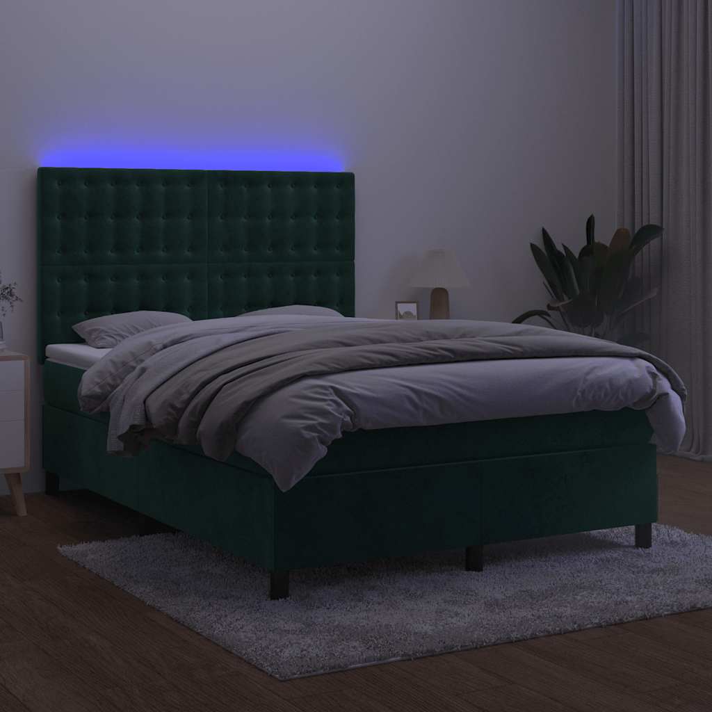 Sommier à lattes de lit matelas et LED Vert foncé 140x200 cm - XIOS