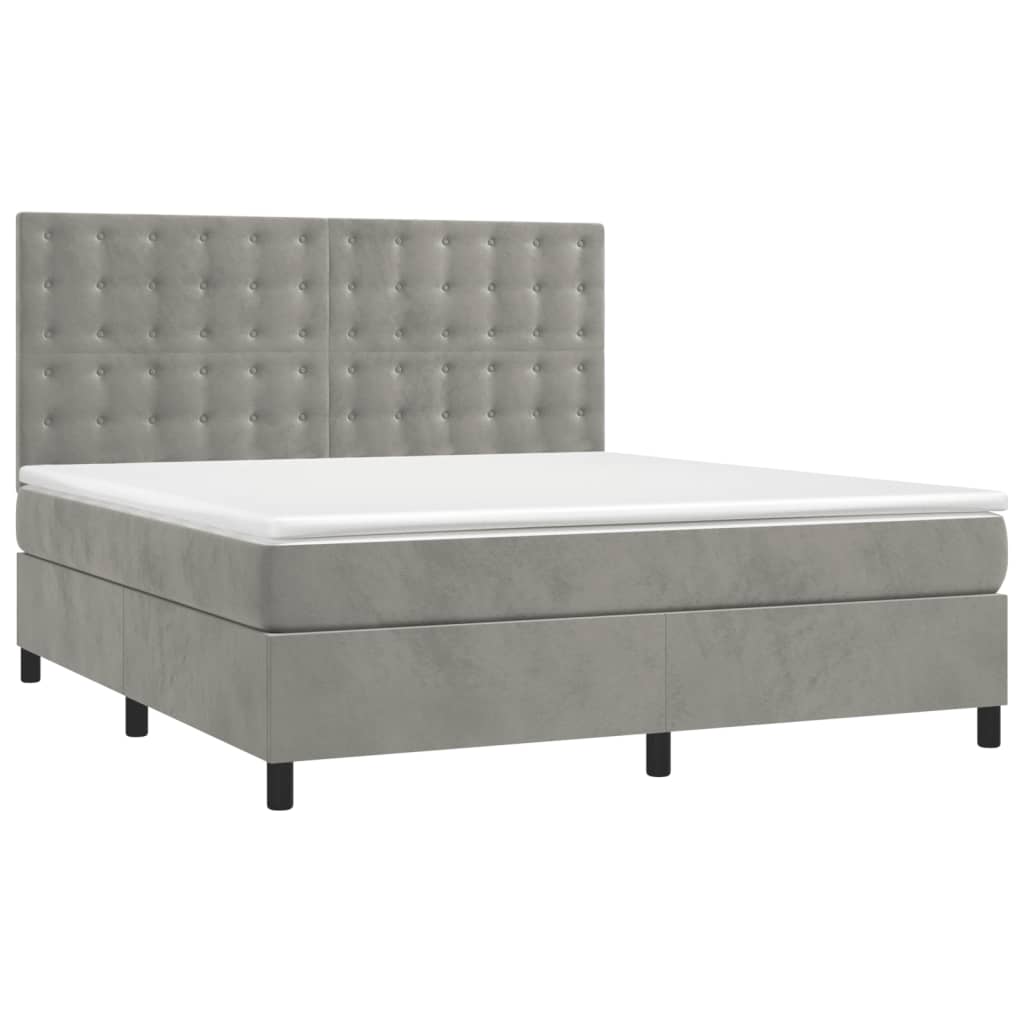 Sommier à lattes de lit matelas et LED Gris clair 160x200 cm - XIOS