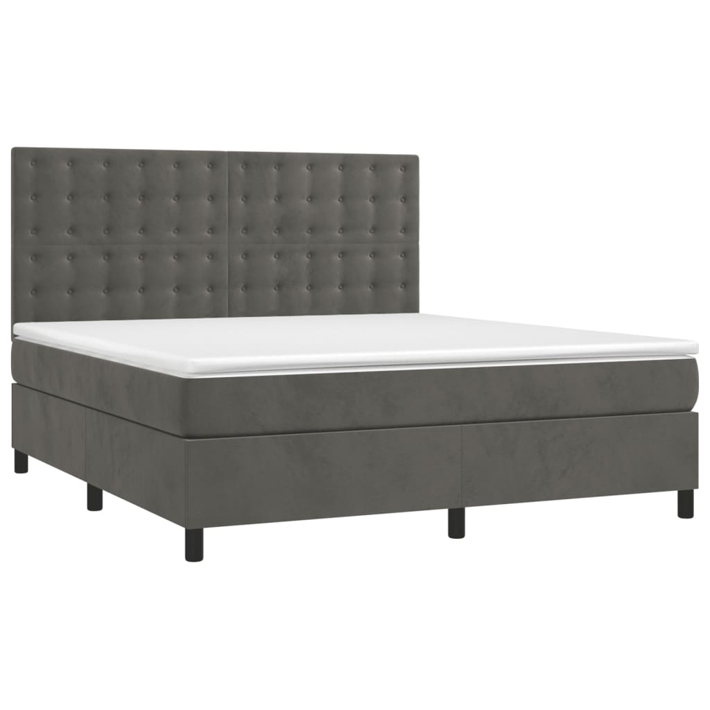 Sommier à lattes de lit matelas et LED Gris foncé 180x200 cm - XIOS
