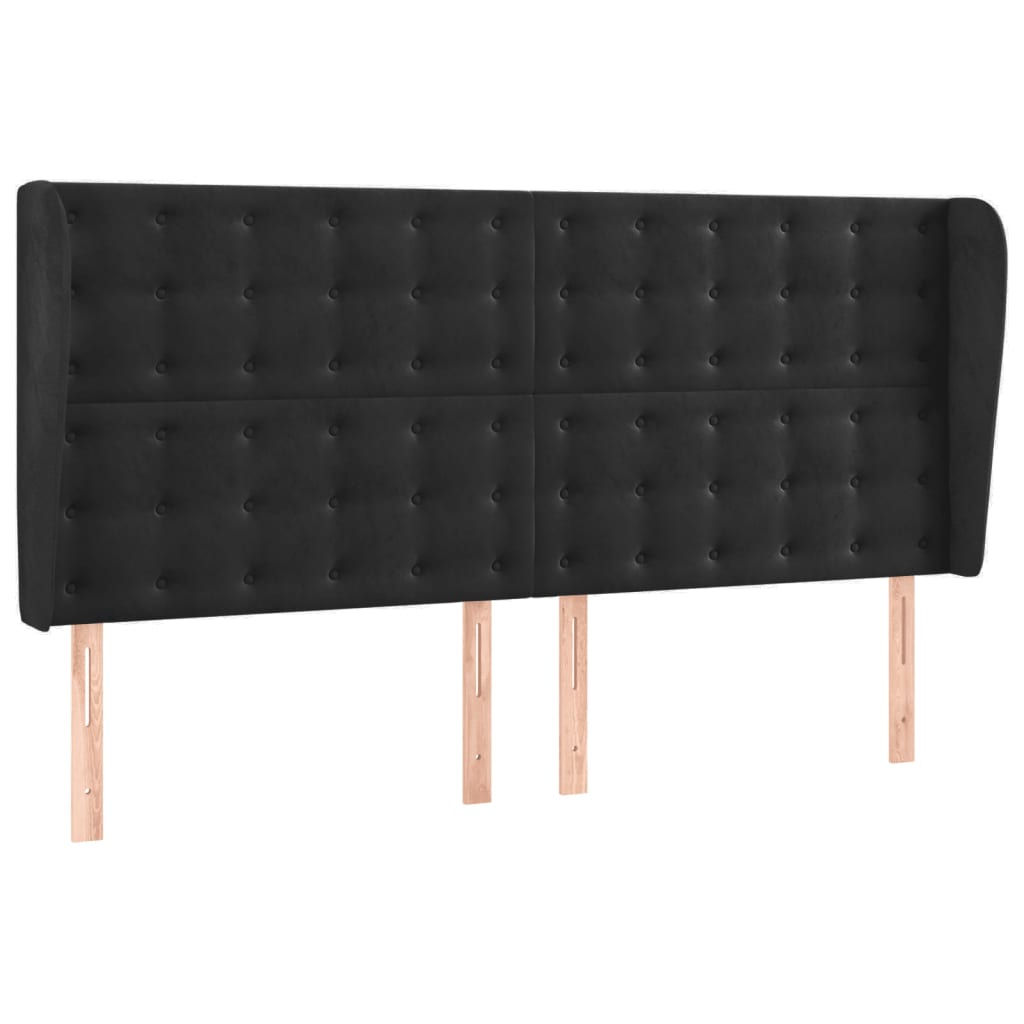 Sommier à lattes de lit matelas et LED Noir 180x200 cm Velours