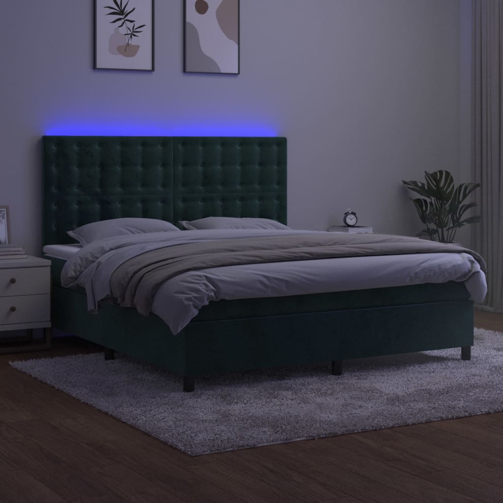 Sommier à lattes de lit matelas et LED Vert foncé 180x200 cm - XIOS