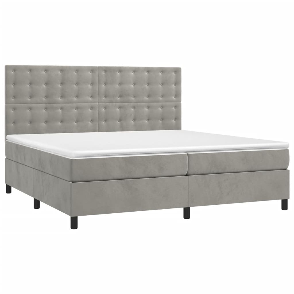 Sommier à lattes de lit matelas et LED Gris clair 200x200 cm - XIOS