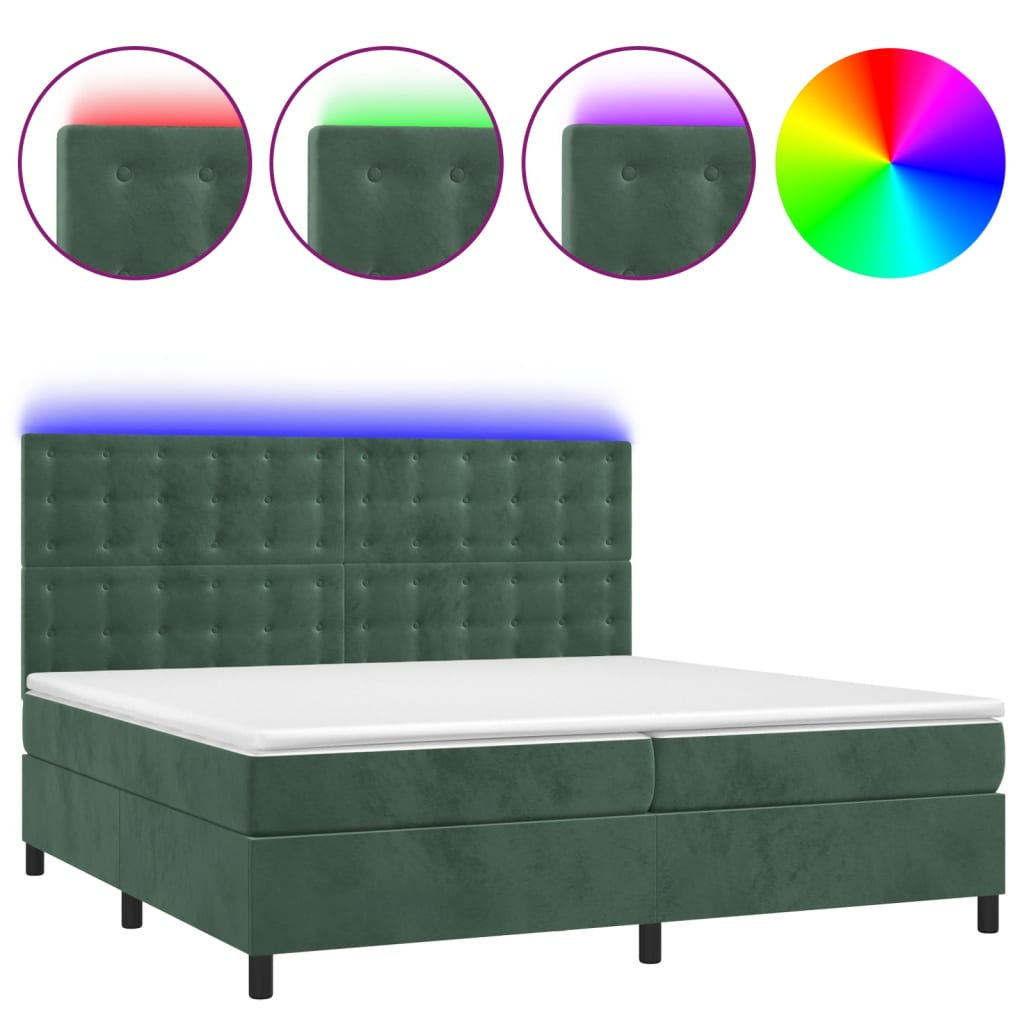 Sommier à lattes de lit matelas et LED Vert foncé 200x200 cm - XIOS