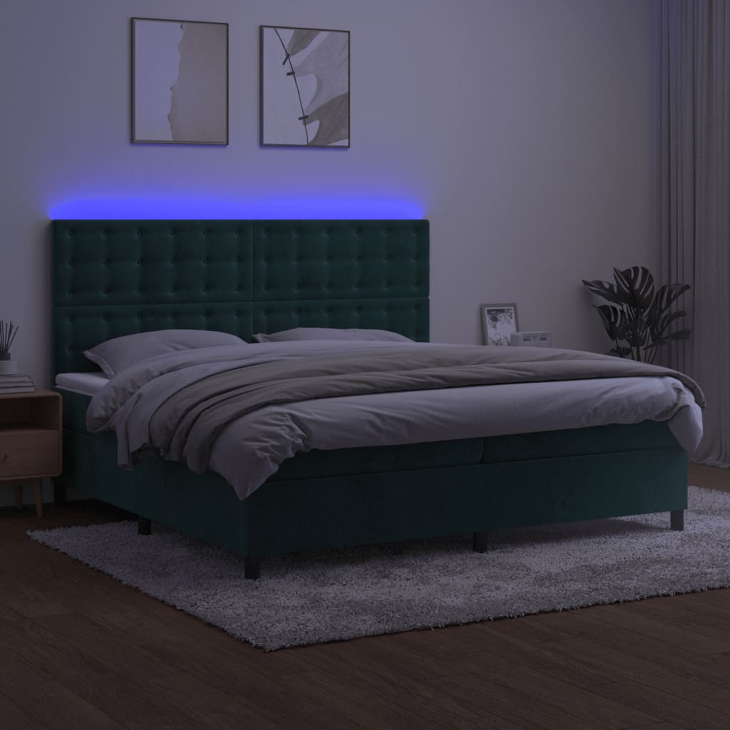 Sommier à lattes de lit matelas et LED Vert foncé 200x200 cm - XIOS