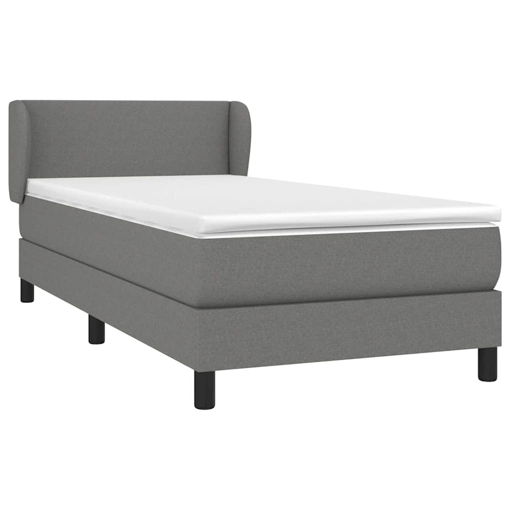 Sommier à lattes de lit avec matelas Gris foncé 90x200 cm Tissu