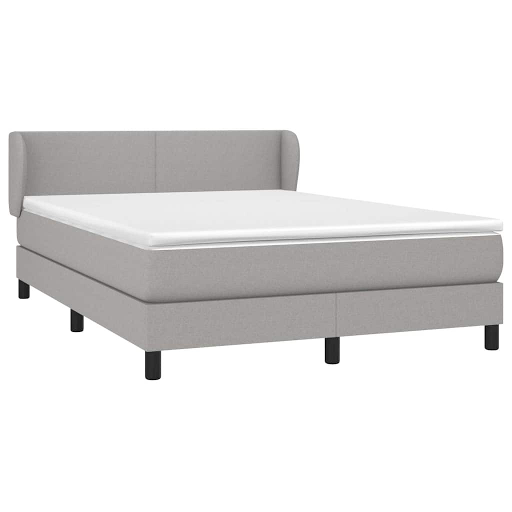 Sommier à lattes de lit avec matelas Gris clair 140x190cm Tissu