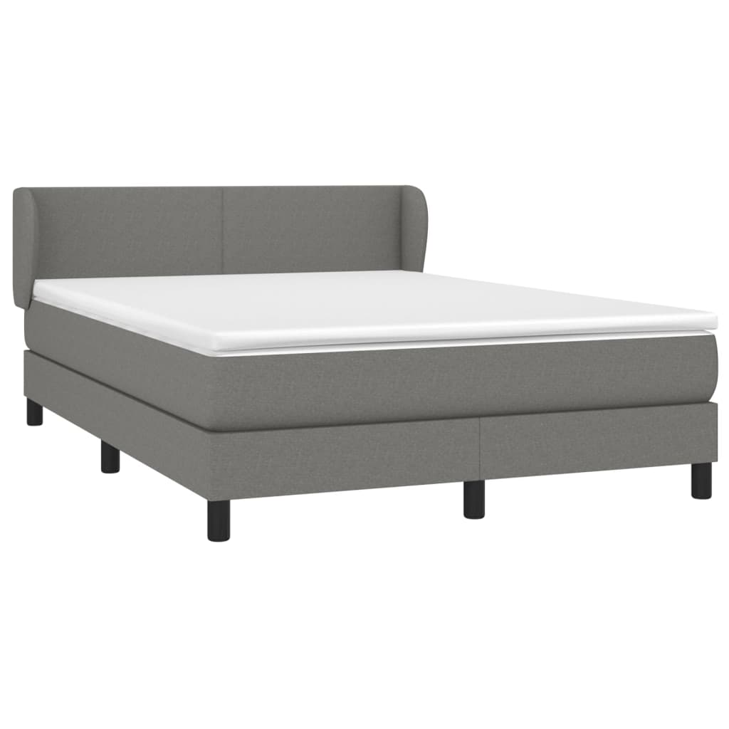 Sommier à lattes de lit avec matelas Gris foncé 140x190cm Tissu - XIOS