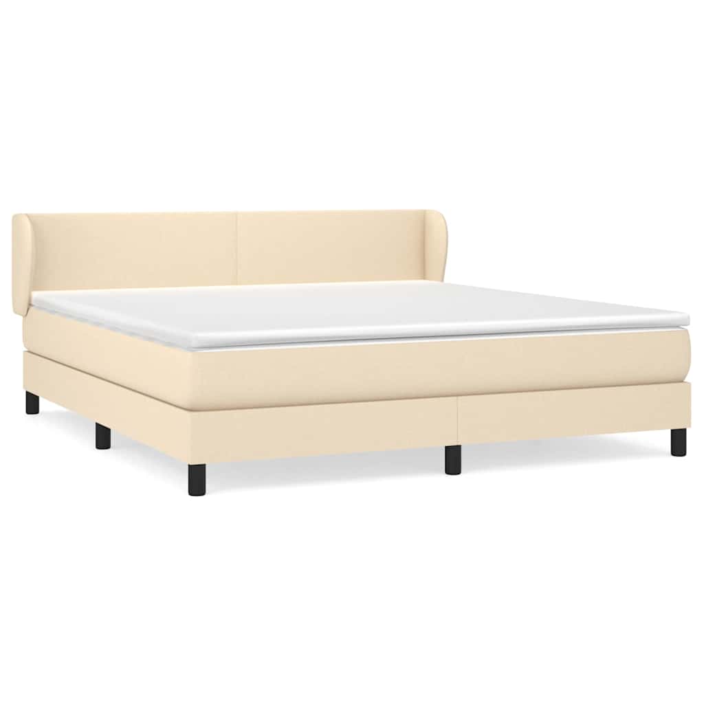 Sommier à lattes de lit avec matelas Crème 180x200 cm Tissu