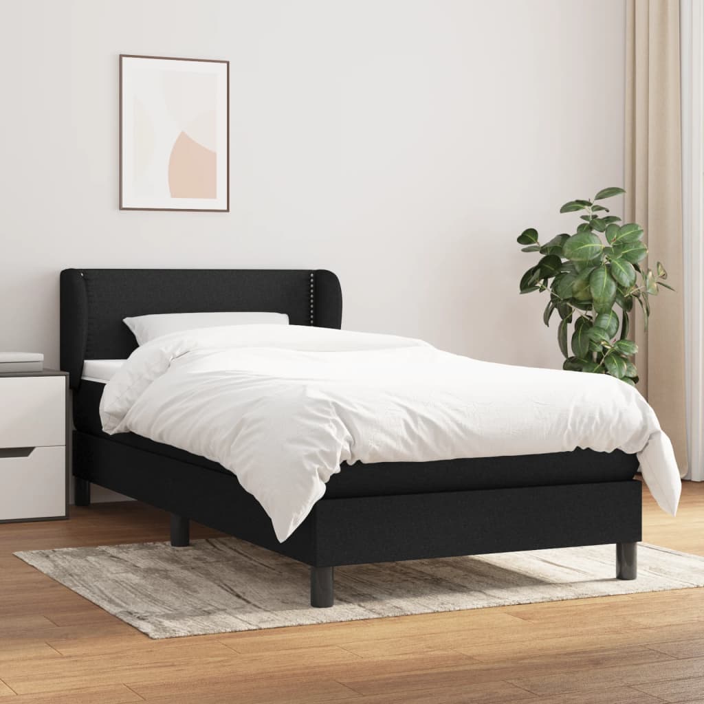 Sommier à lattes de lit et matelas Noir 80x200 cm Tissu - XIOS