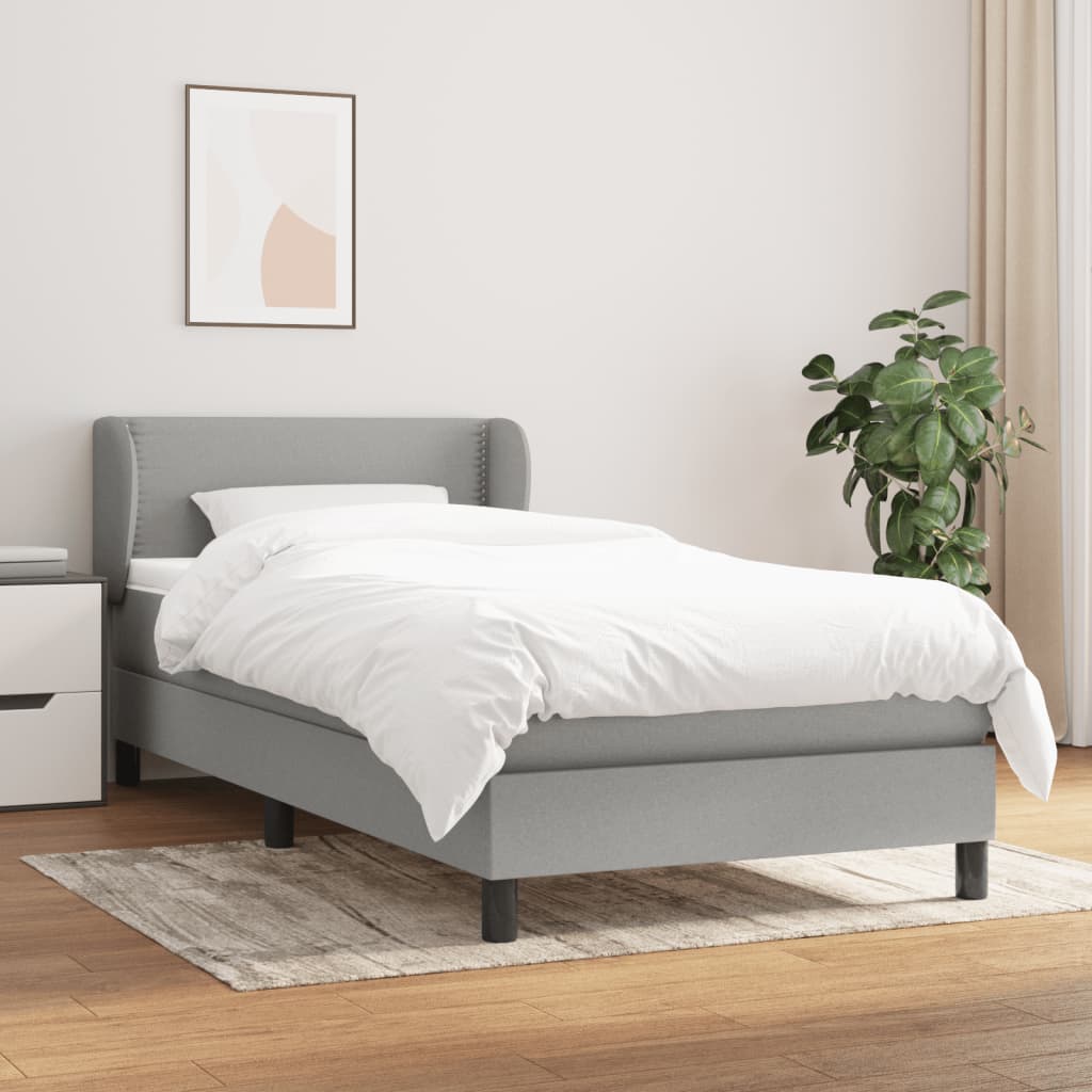 Sommier à lattes de lit avec matelas Gris clair 100x200cm Tissu - XIOS
