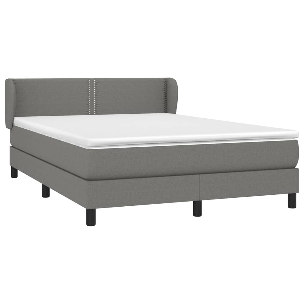 Sommier à lattes de lit avec matelas Gris foncé 140x190cm Tissu - XIOS