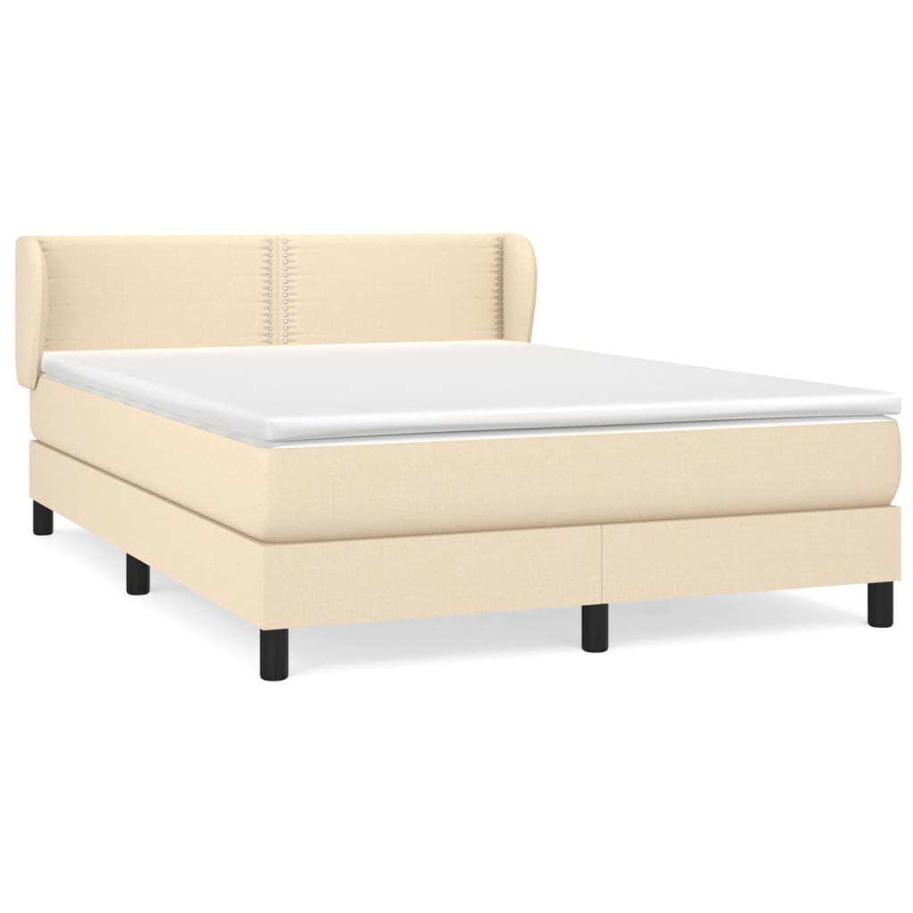 Sommier à lattes de lit avec matelas Crème 140x190 cm Tissu - XIOS