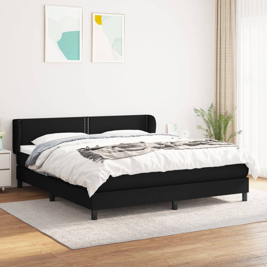 Sommier à lattes de lit avec matelas Noir 180x200 cm Tissu - XIOS