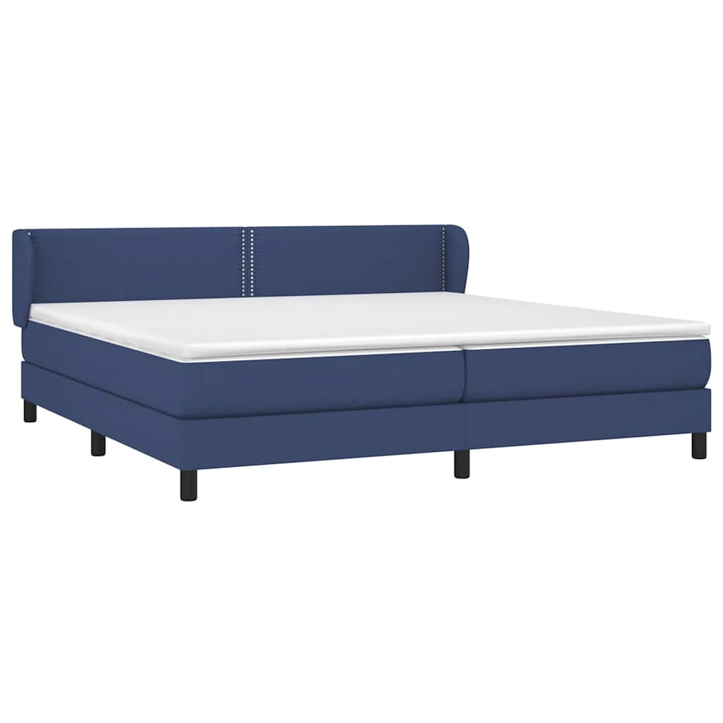Sommier à lattes de lit avec matelas Bleu 200x200 cm Tissu