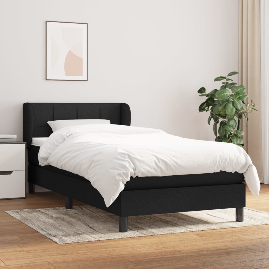 Sommier à lattes de lit avec matelas Noir 90x200 cm Tissu - XIOS