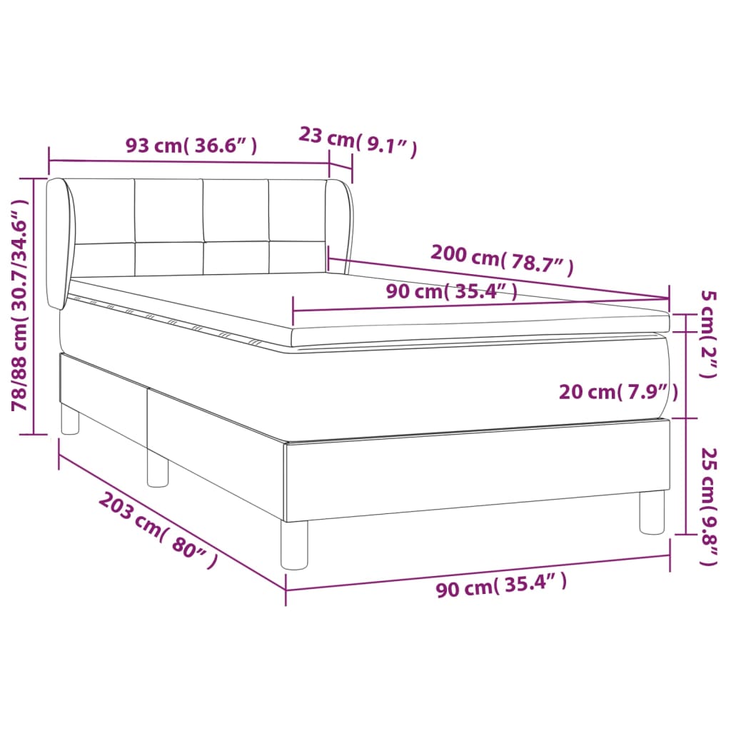 Sommier à lattes de lit avec matelas Bleu 90x200 cm Tissu - XIOS