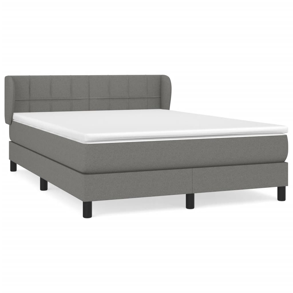 Sommier à lattes de lit avec matelas Gris foncé 140x190cm Tissu - XIOS