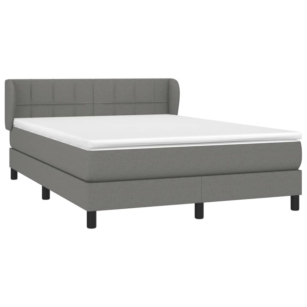 Sommier à lattes de lit avec matelas Gris foncé 140x200cm Tissu - XIOS