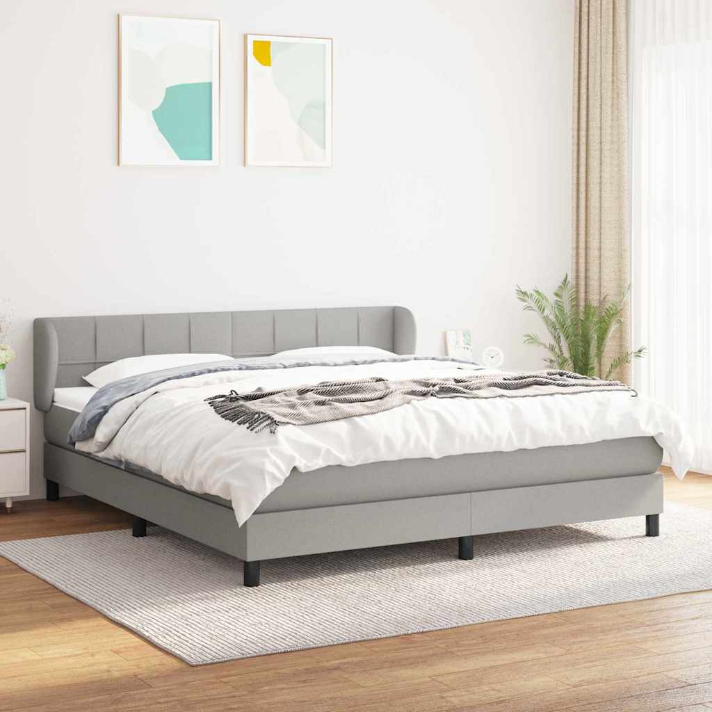 Sommier à lattes de lit avec matelas Gris clair 180x200cm Tissu