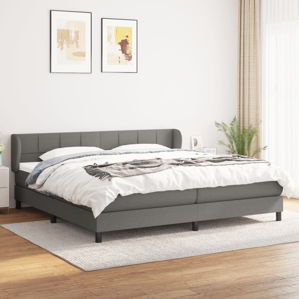 Sommier à lattes de lit avec matelas Gris foncé 200x200cm Tissu - XIOS