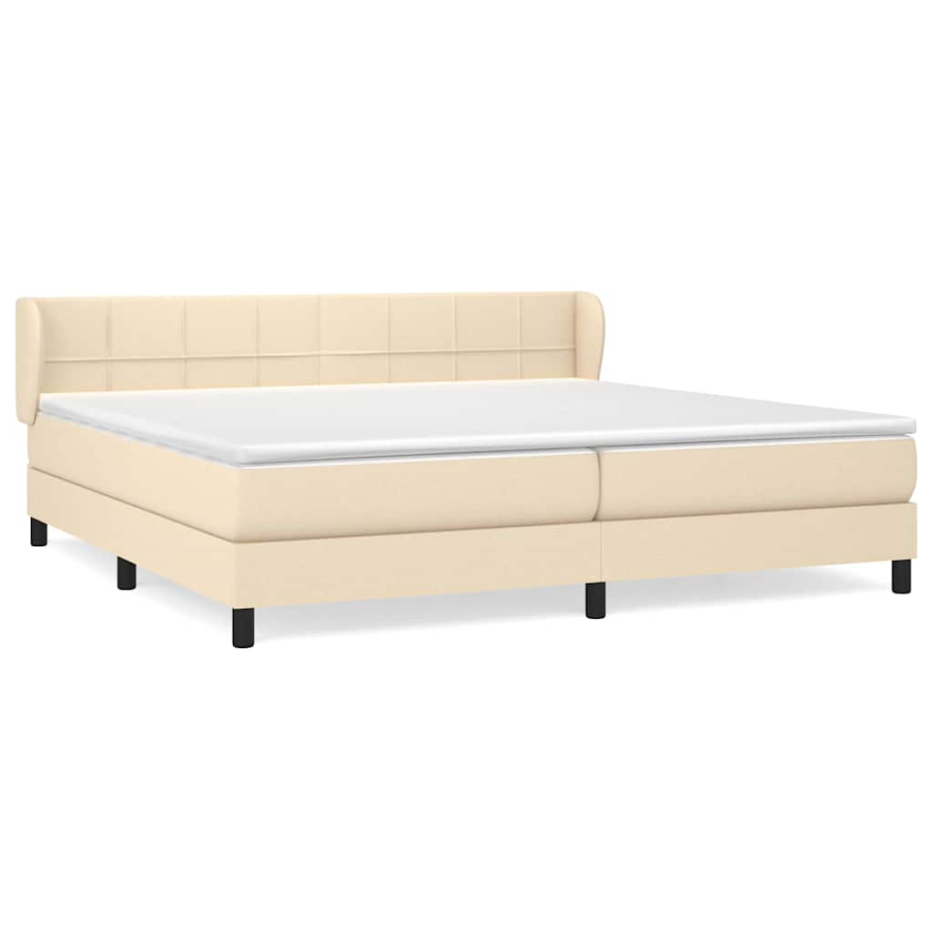 Sommier à lattes de lit avec matelas Crème 200x200 cm Tissu