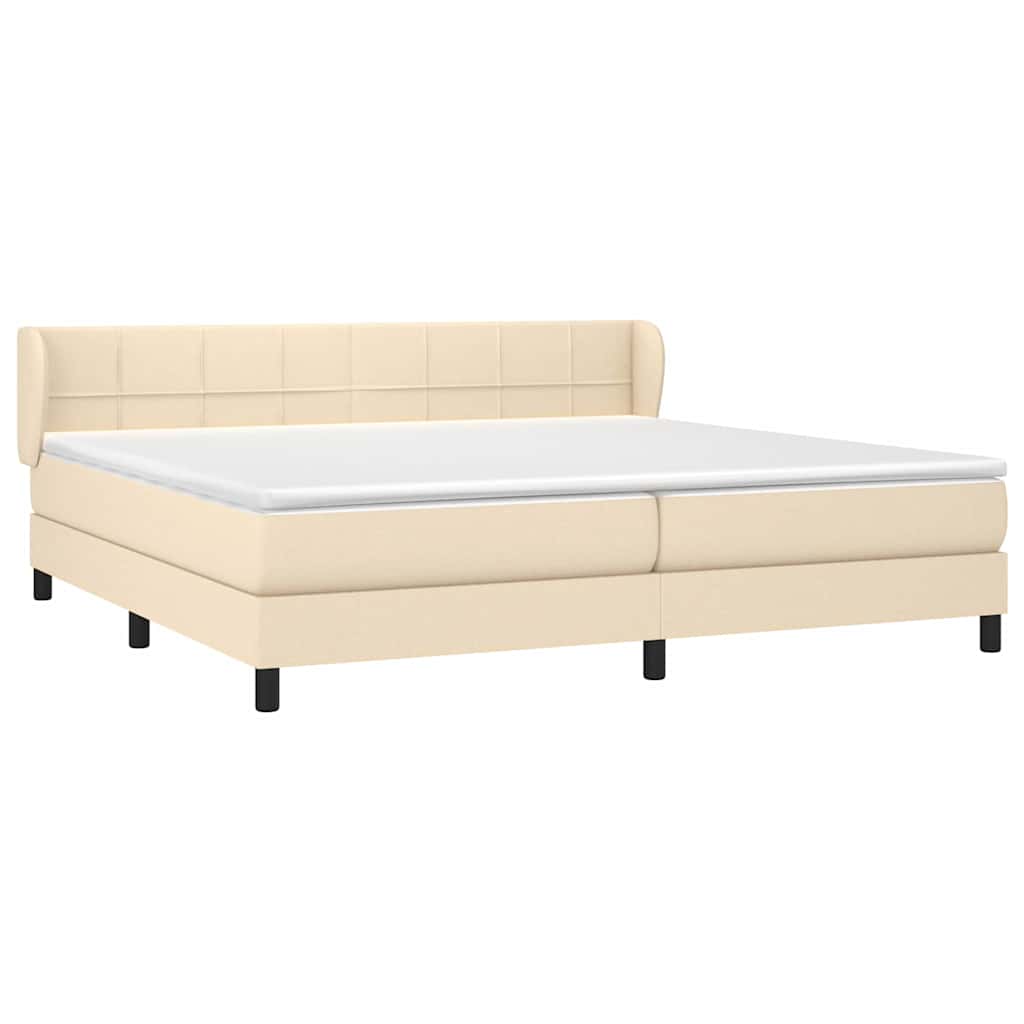 Sommier à lattes de lit avec matelas Crème 200x200 cm Tissu