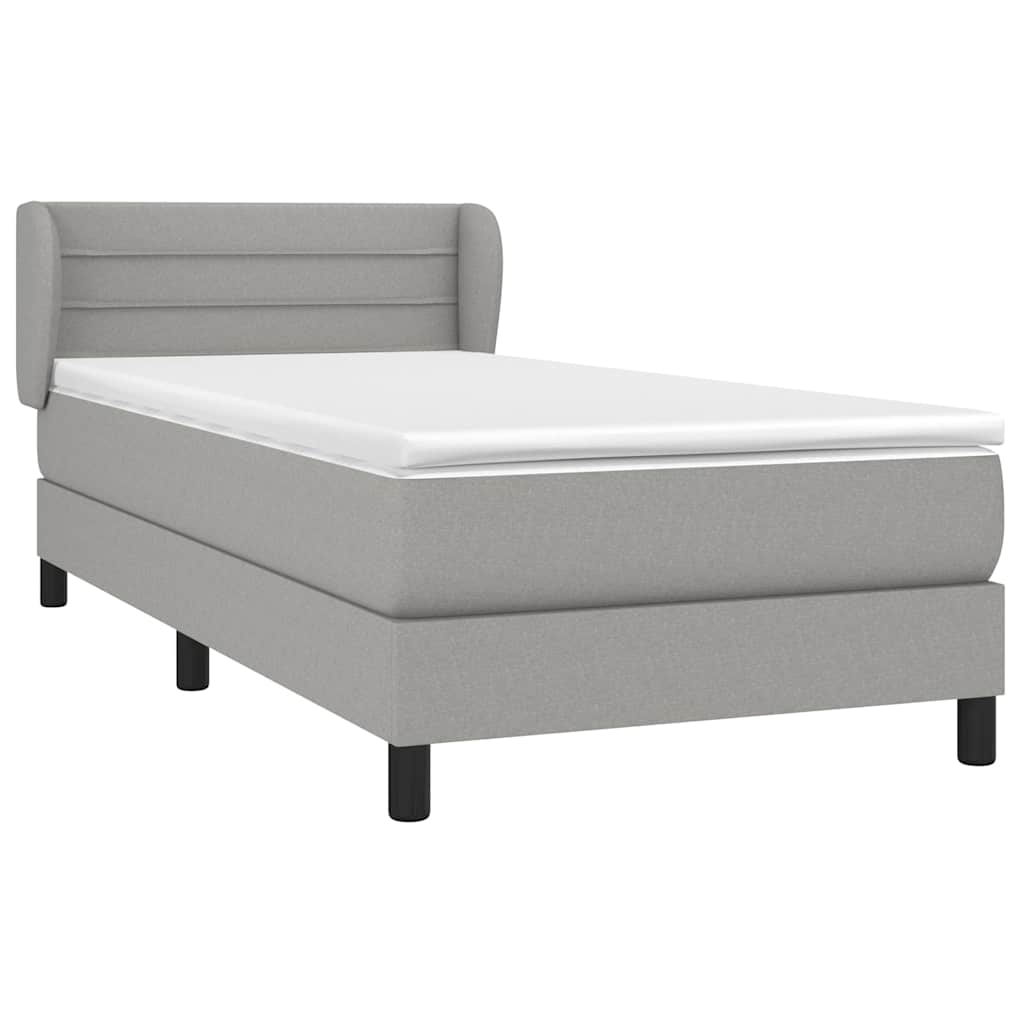 Sommier à lattes de lit avec matelas Gris clair 90x200 cm Tissu