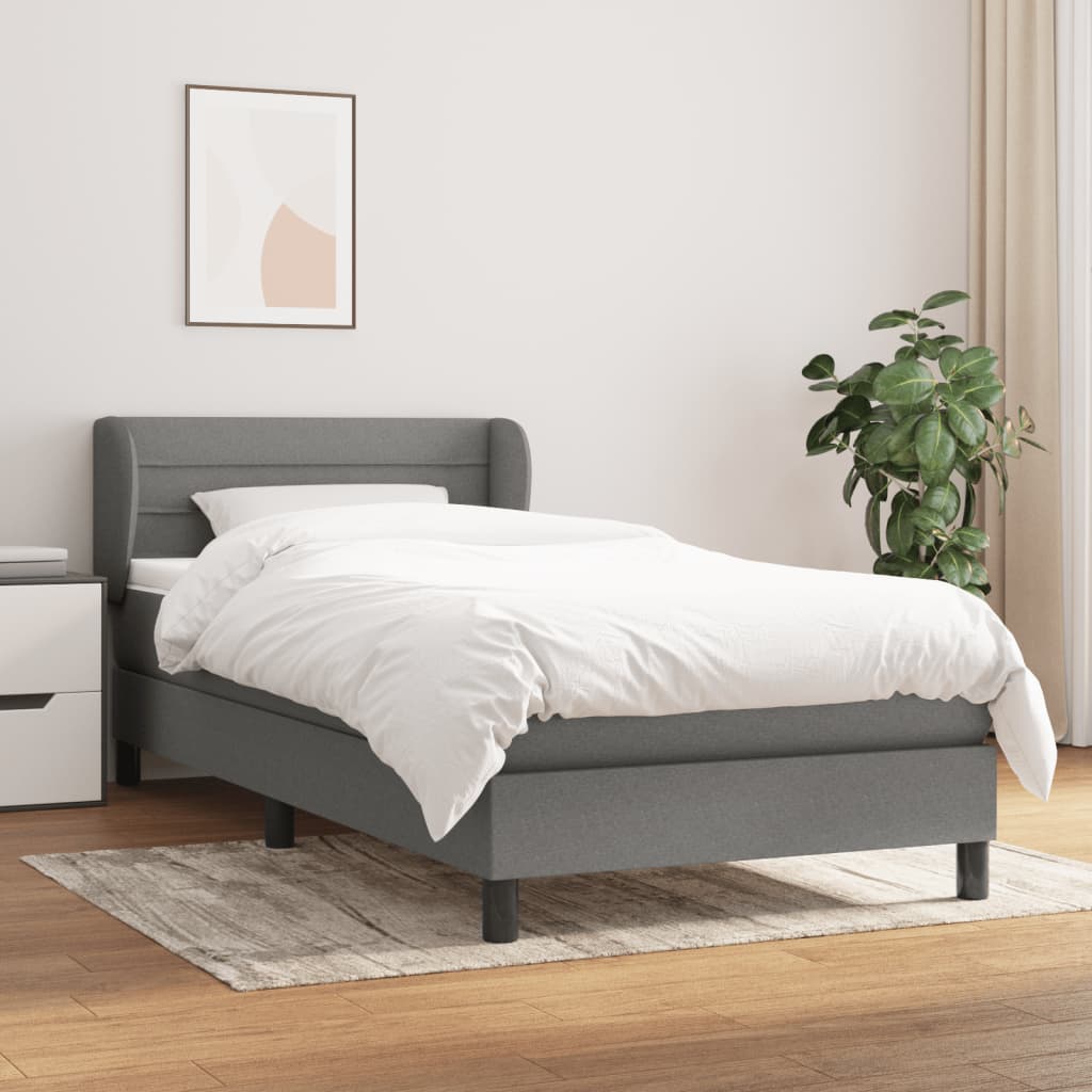 Sommier à lattes de lit avec matelas Gris foncé 90x200 cm Tissu - XIOS
