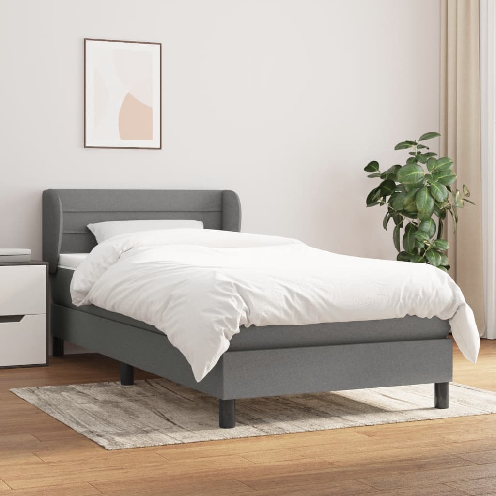 Sommier à lattes de lit avec matelas Gris foncé 100x200cm Tissu - XIOS