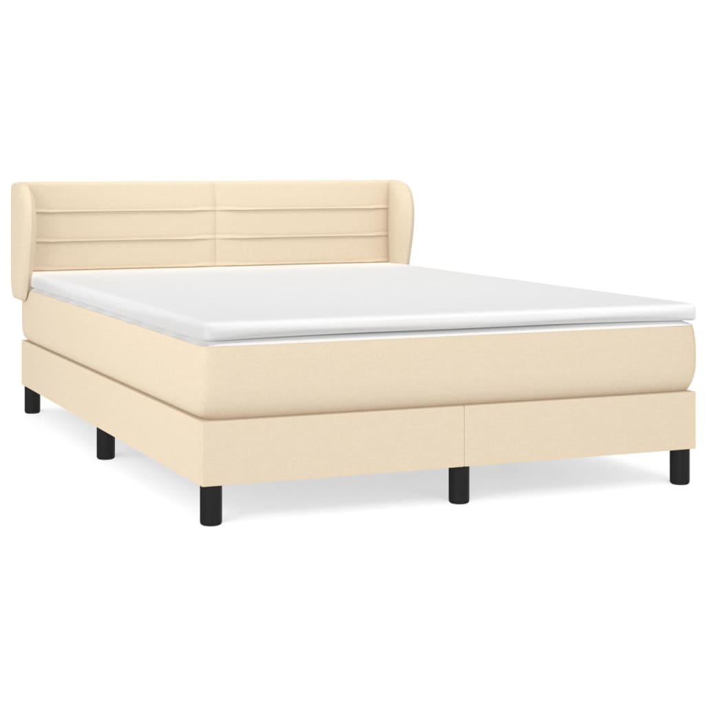Sommier à lattes de lit avec matelas Crème 140x190 cm Tissu - XIOS