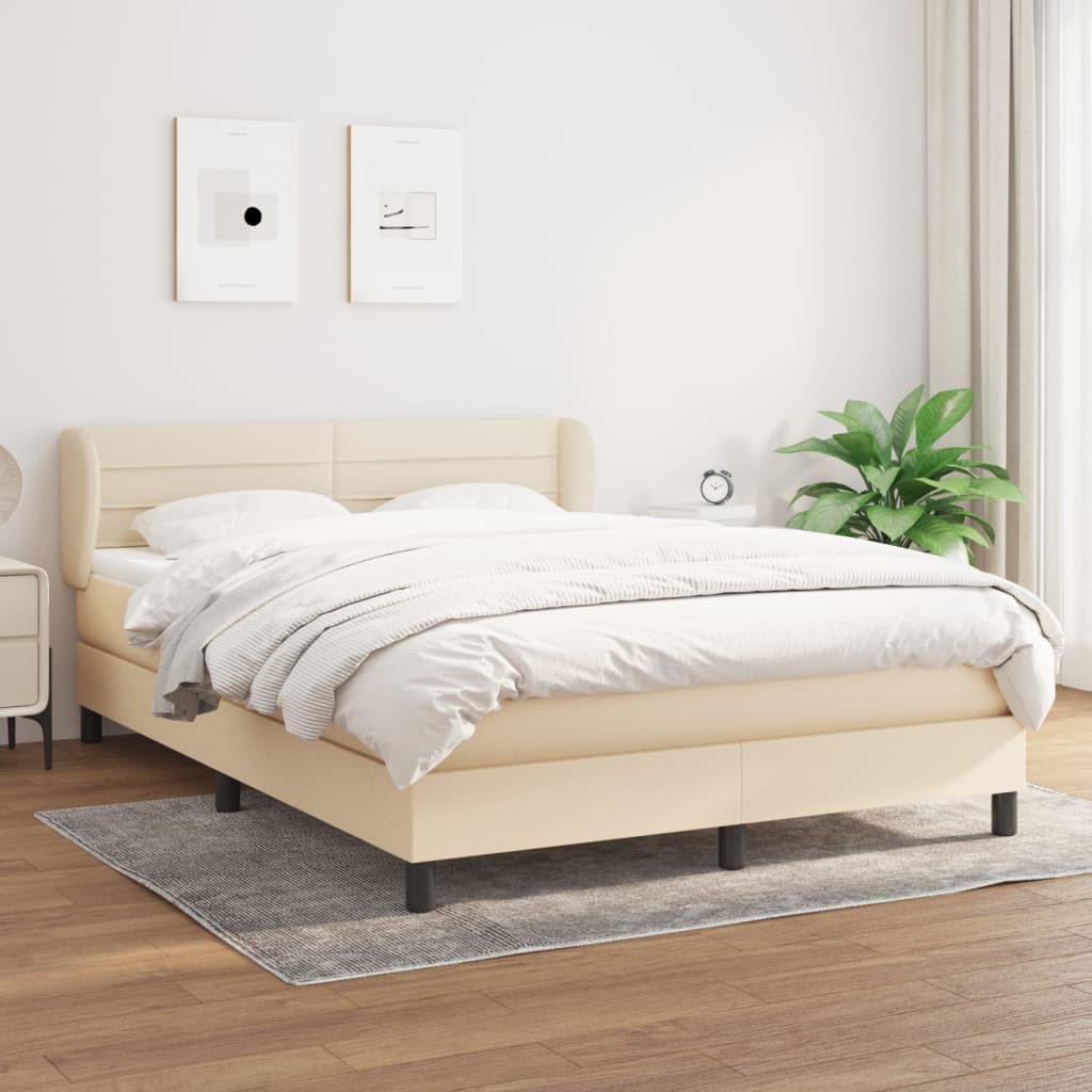 Sommier à lattes de lit avec matelas Crème 140x190 cm Tissu - XIOS