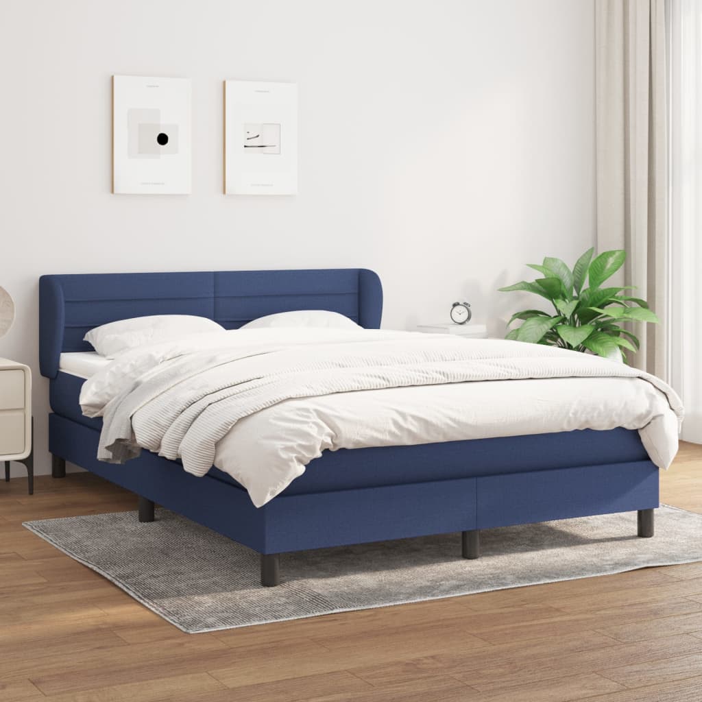 Sommier à lattes de lit avec matelas Bleu 140x190 cm Tissu - XIOS