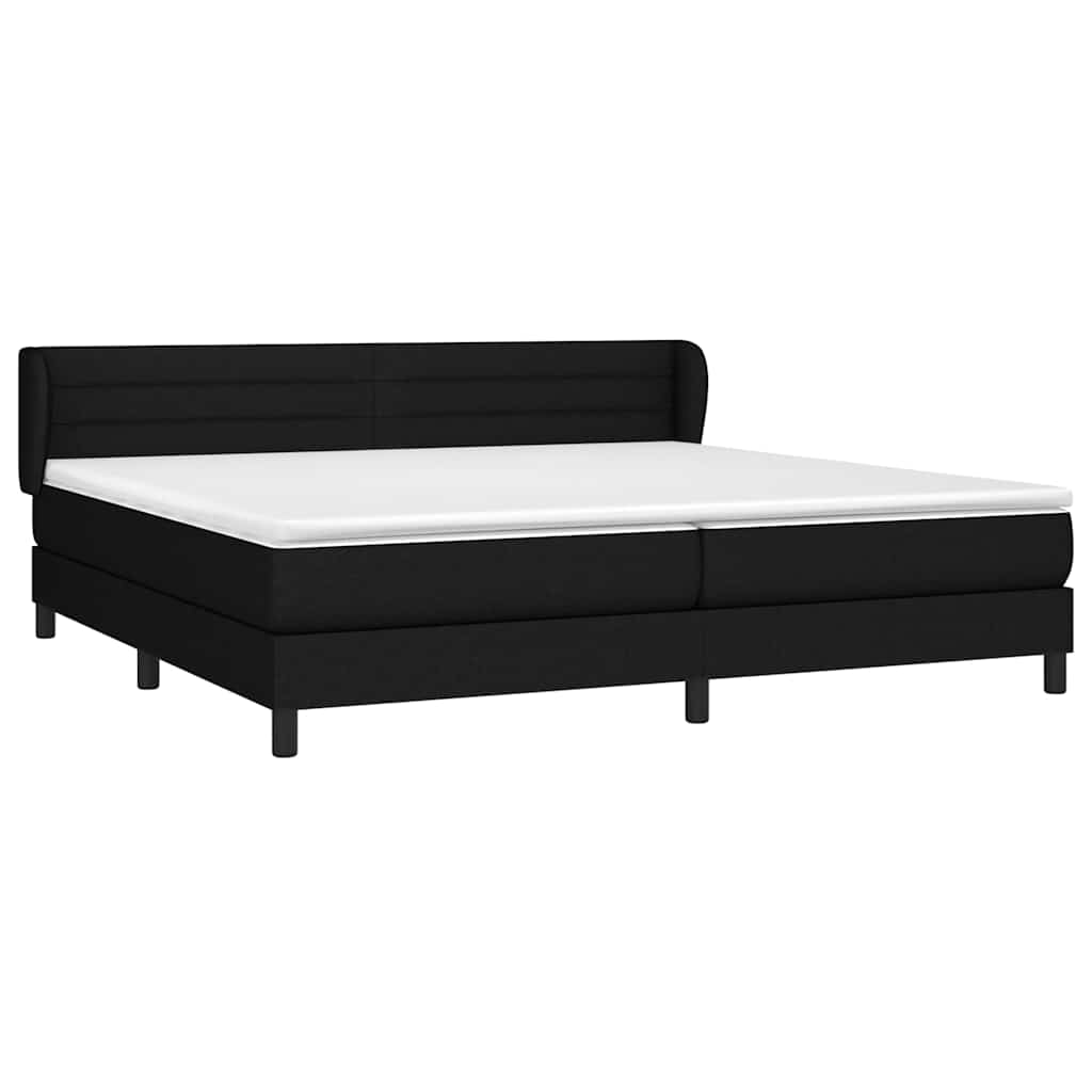 Sommier à lattes de lit avec matelas Noir 200x200 cm Tissu