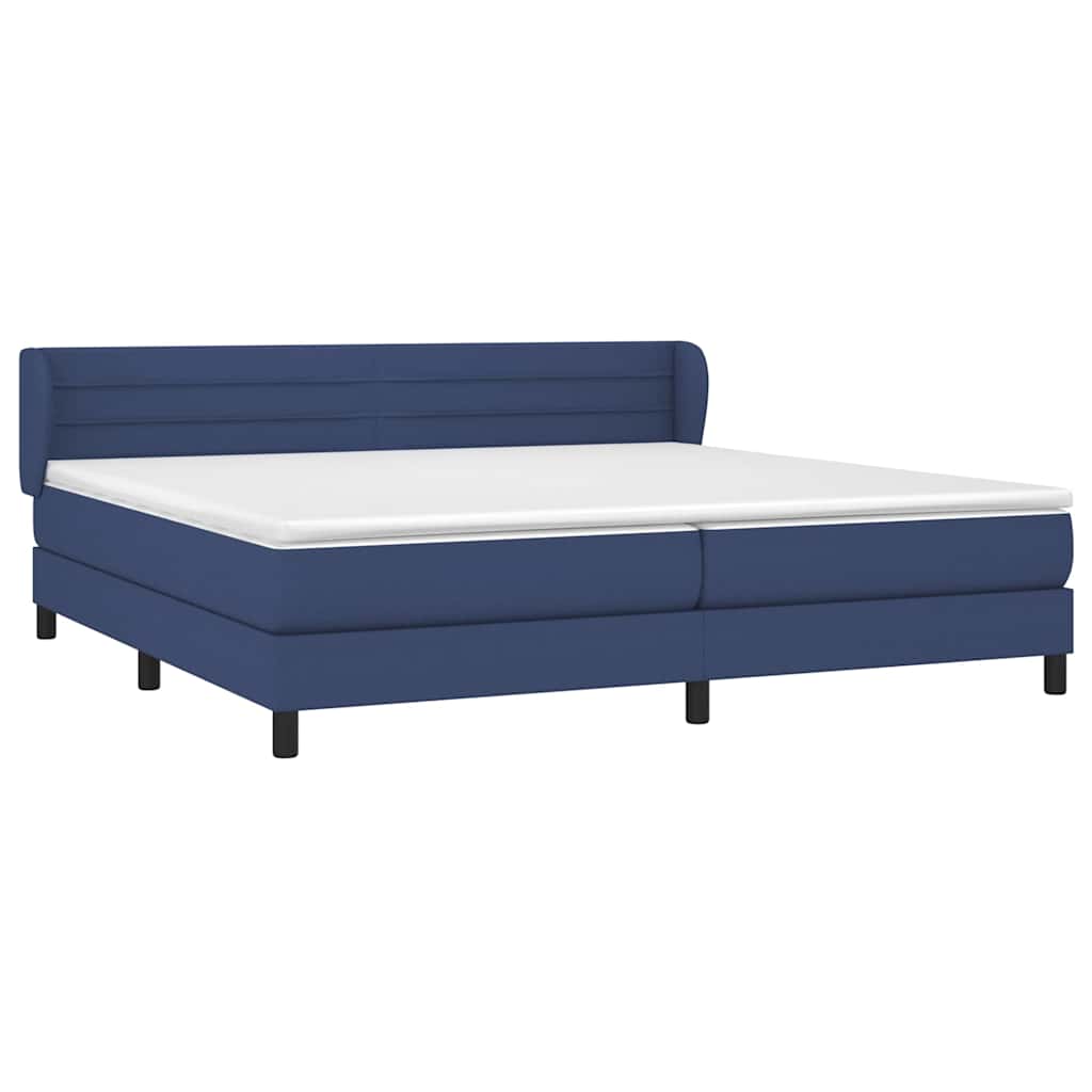 Sommier à lattes de lit avec matelas Bleu 200x200 cm Tissu