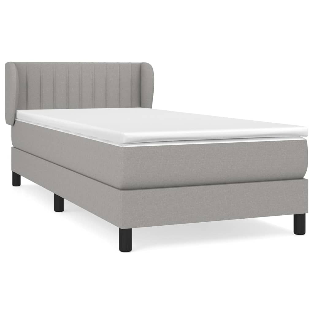 Sommier à lattes de lit et matelas Gris clair 90x190 cm Tissu - XIOS