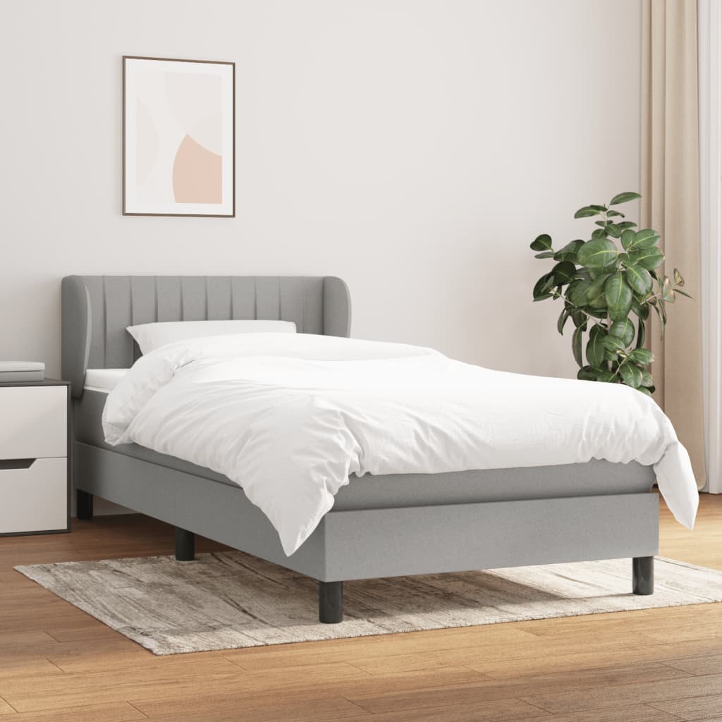 Sommier à lattes de lit et matelas Gris clair 90x190 cm Tissu - XIOS