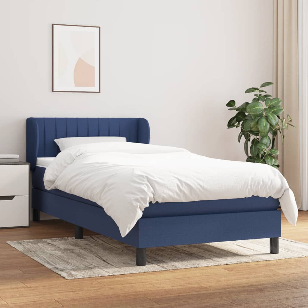 Sommier à lattes de lit avec matelas Bleu 90x190 cm Tissu - XIOS