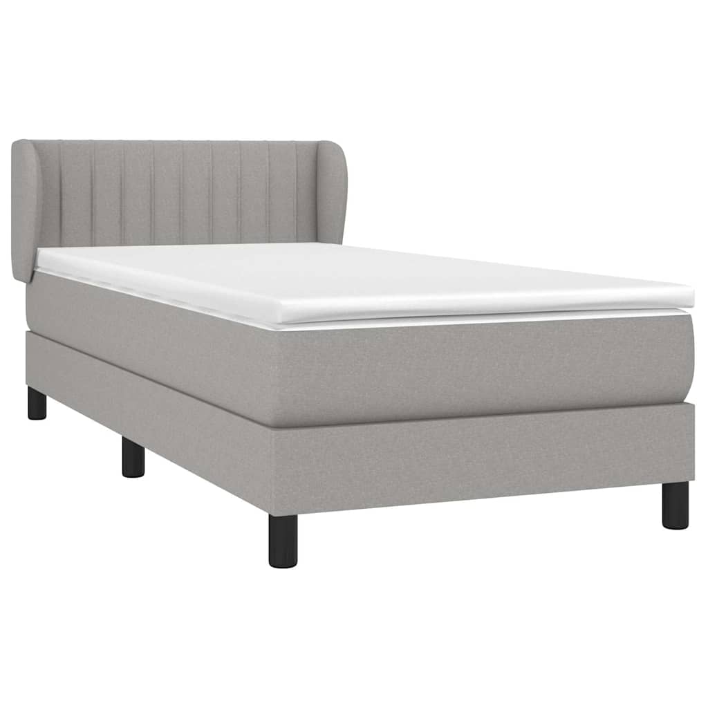 Sommier à lattes de lit avec matelas Gris clair 90x200 cm Tissu