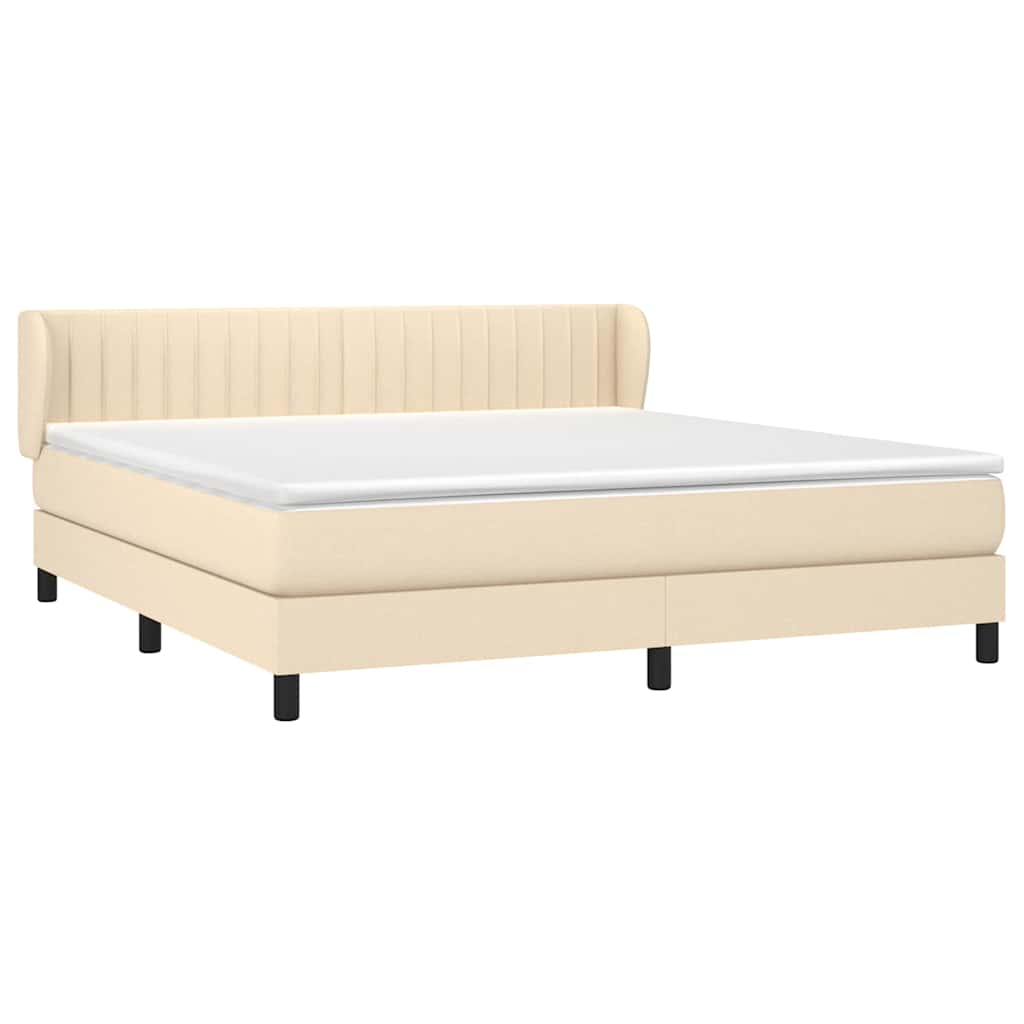 Sommier à lattes de lit avec matelas Crème 160x200 cm Tissu