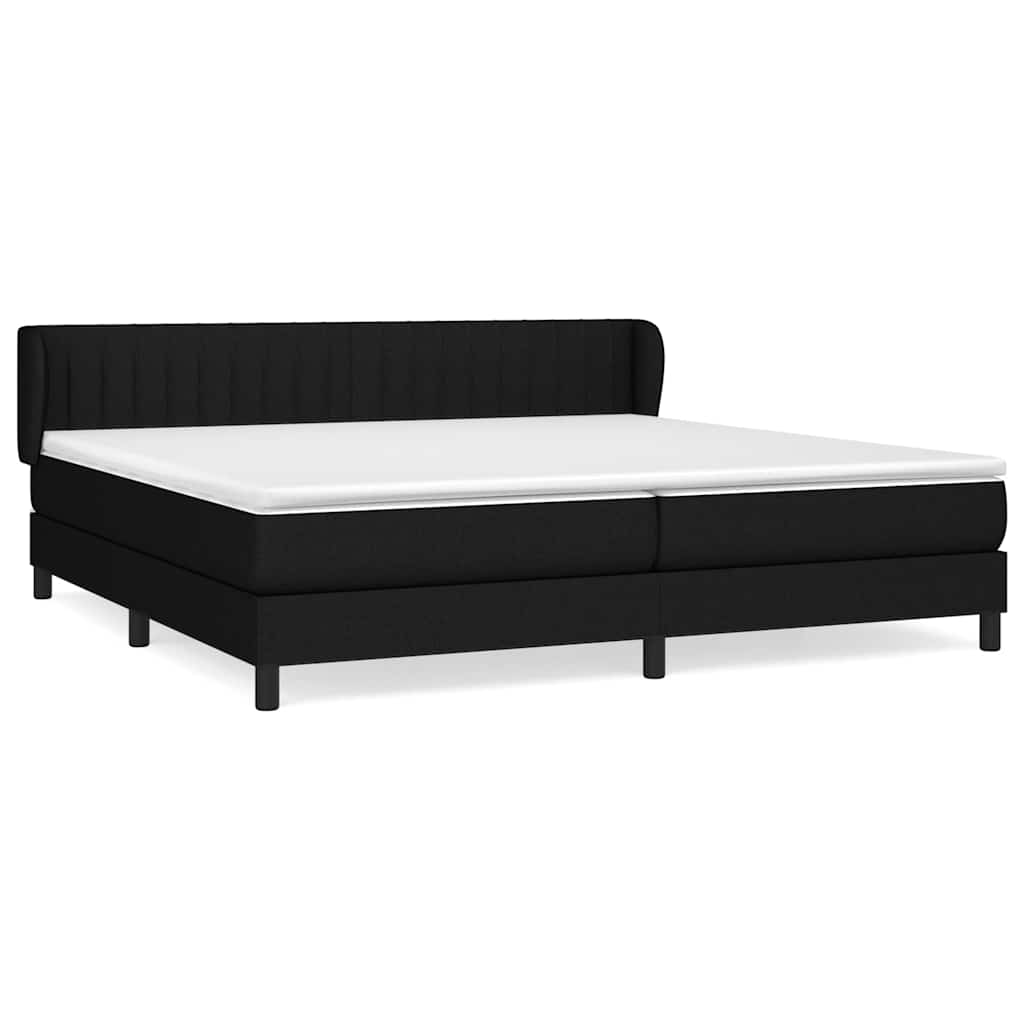 Sommier à lattes de lit avec matelas Noir 200x200 cm Tissu