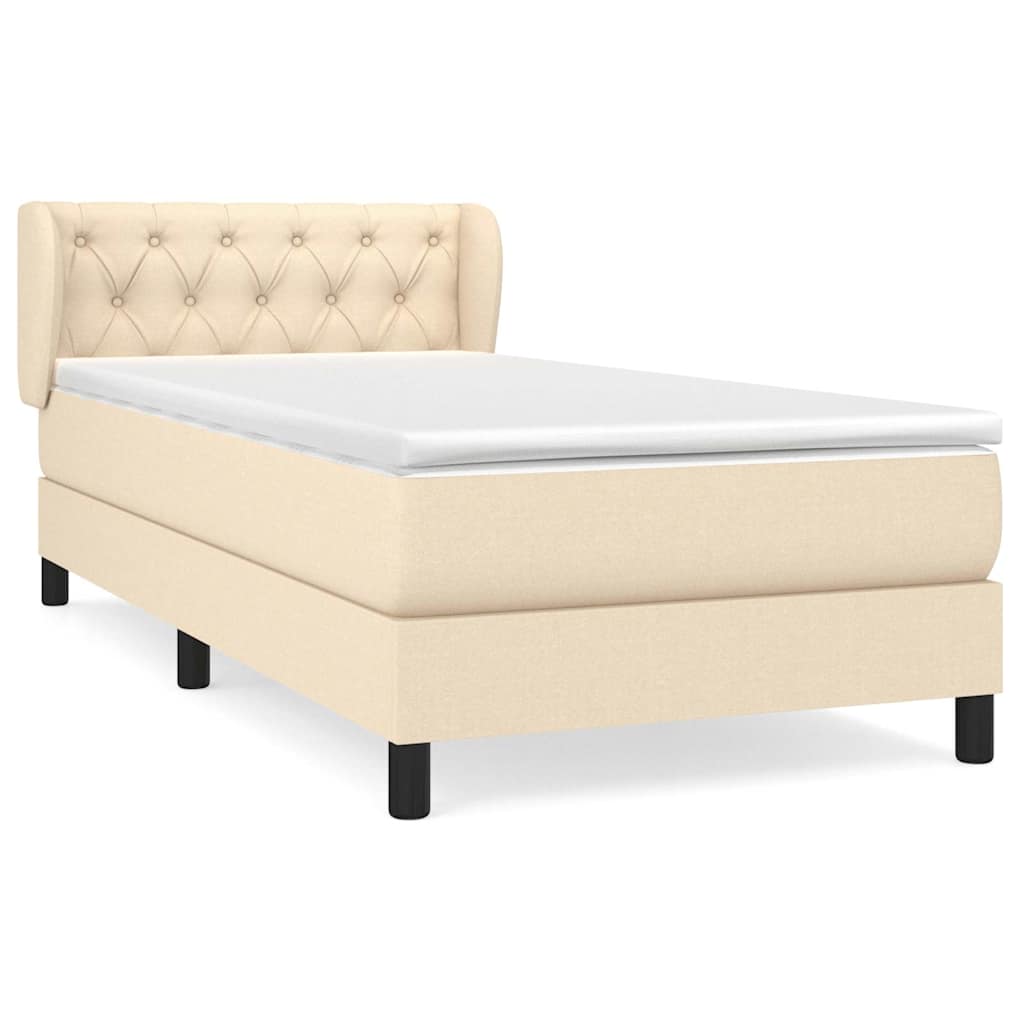 Sommier à lattes de lit avec matelas Crème 80x200 cm Tissu