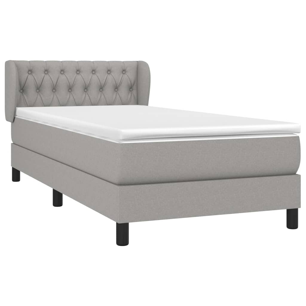 Sommier à lattes de lit et matelas Gris clair 90x190 cm Tissu - XIOS