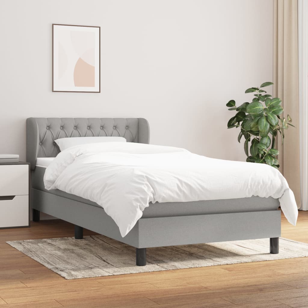 Sommier à lattes de lit avec matelas Gris clair 90x200 cm Tissu - XIOS