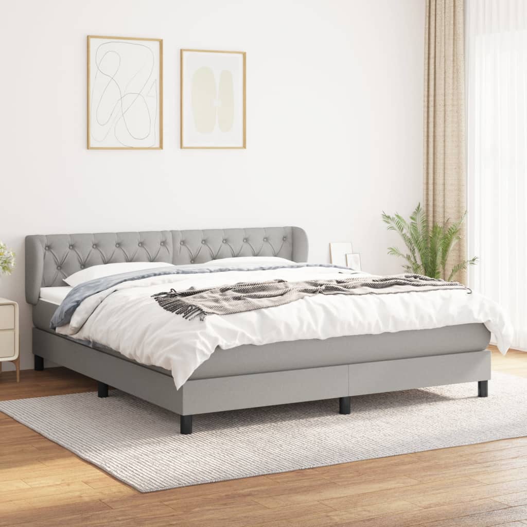Sommier à lattes de lit avec matelas Gris clair 160x200cm Tissu - XIOS