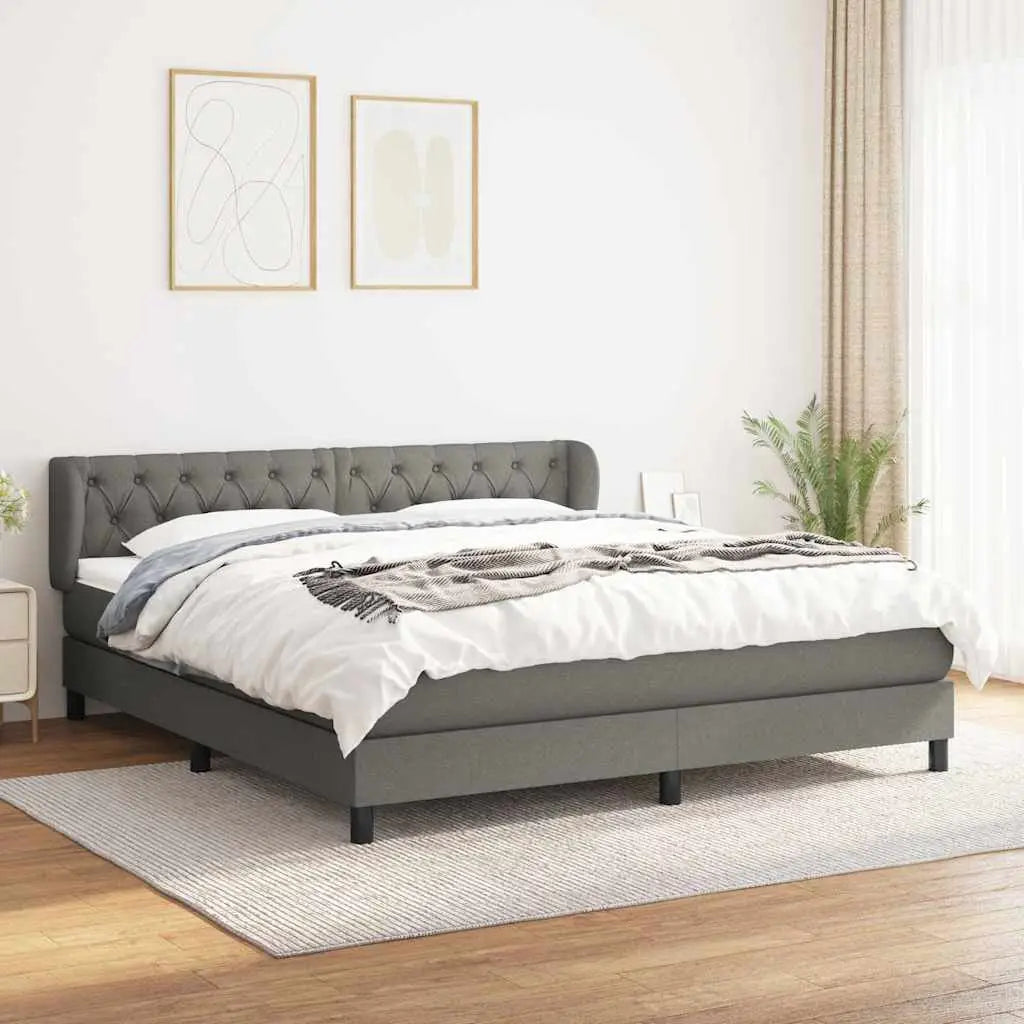 Sommier à lattes de lit avec matelas Gris foncé 160x200cm Tissu - XIOS