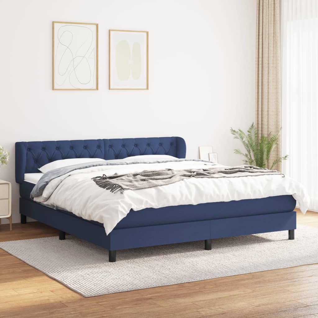 Sommier à lattes de lit avec matelas Bleu 160x200 cm Tissu - XIOS